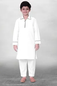 Regal Treasure Ruby Cotton Kurta Pajama Set for Boys Kids (7-8 Years, White)-thumb4