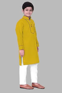 Regal Treasure Ruby Cotton Kurta Pajama Set for Boys Kids (3-4 Years, Mustard)-thumb1