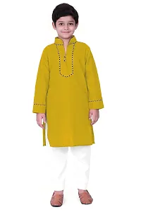 Regal Treasure Ruby Cotton Kurta Pajama Set for Boys Kids (3-4 Years, Mustard)-thumb4