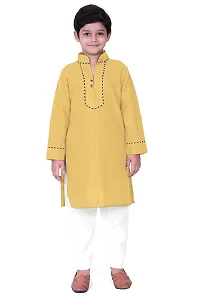 Regal Treasure Ruby Cotton Kurta Pajama Set for Boys Kids (3-4 Years, Yellow)-thumb4