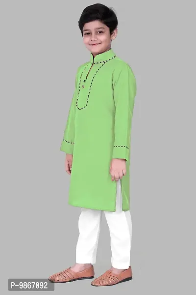 Regal Treasure Ruby Cotton Kurta Pajama Set for Boys Kids (1-2 Years, Pista)-thumb3