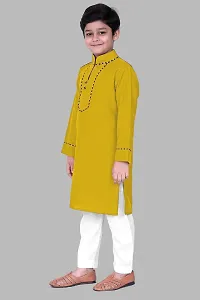 Regal Treasure Ruby Cotton Kurta Pajama Set for Boys Kids (3-4 Years, Mustard)-thumb2