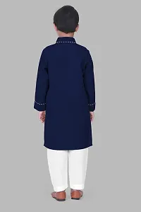 Regal Treasure Ruby Cotton Kurta Pajama Set for Boys Kids (3-4 Years, NavyBlue)-thumb3