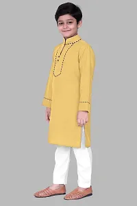 Regal Treasure Ruby Cotton Kurta Pajama Set for Boys Kids (3-4 Years, Yellow)-thumb2