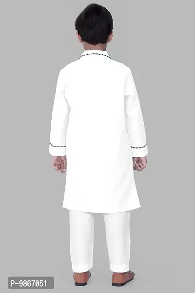 Regal Treasure Ruby Cotton Kurta Pajama Set for Boys Kids (7-8 Years, White)-thumb4