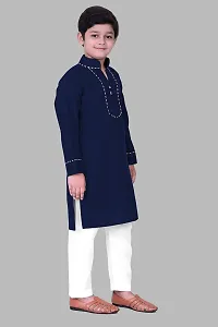 Regal Treasure Ruby Cotton Kurta Pajama Set for Boys Kids (3-4 Years, NavyBlue)-thumb1