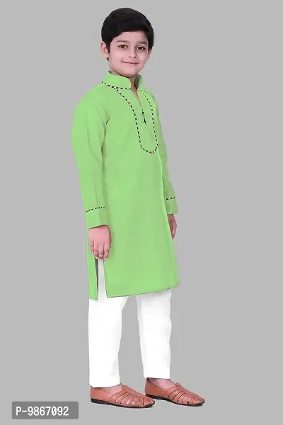 Regal Treasure Ruby Cotton Kurta Pajama Set for Boys Kids (1-2 Years, Pista)-thumb2