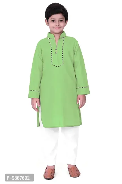 Regal Treasure Ruby Cotton Kurta Pajama Set for Boys Kids (1-2 Years, Pista)-thumb5