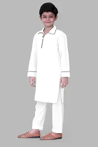 Regal Treasure Ruby Cotton Kurta Pajama Set for Boys Kids (7-8 Years, White)-thumb1