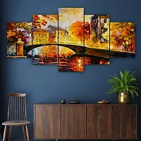 Pure Homes Set of Five Nture Scenery Framed Wall Painting for Home Decoration , Paintings for Living room , Bedroom , Big Size 3D Scenery  ( 75 X 43 CM)-thumb2