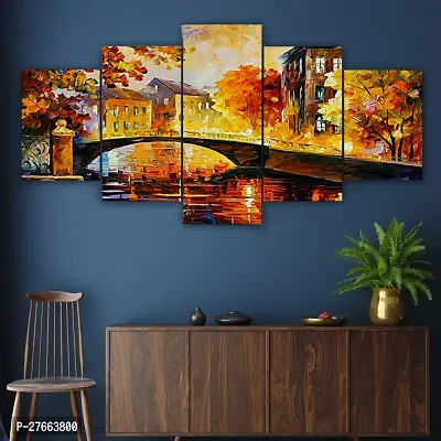 Pure Homes Set of Five Nture Scenery Framed Wall Painting for Home Decoration , Paintings for Living room , Bedroom , Big Size 3D Scenery  ( 75 X 43 CM)-thumb3
