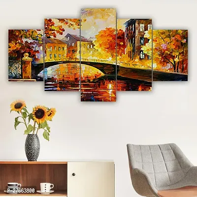 Pure Homes Set of Five Nture Scenery Framed Wall Painting for Home Decoration , Paintings for Living room , Bedroom , Big Size 3D Scenery  ( 75 X 43 CM)-thumb4