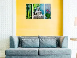 Pure Homes Set of 3-Piece Digital Modern Art Buddha Wall Painting Set B8 -Perfect for 12x18inch Home Decoration-thumb1