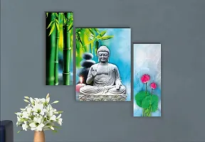 Pure Homes Set of 3-Piece Digital Modern Art Buddha Wall Painting Set B8 -Perfect for 12x18inch Home Decoration-thumb3