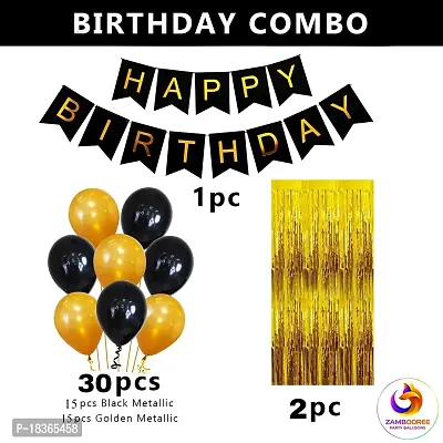 ZAMBOOREE Happy Birthday Banner Decoration Kit - 33Pcs Set for Boys Husband Balloons Decorations Items Combo with Metallic Balloons and Foil Curtain-thumb4