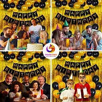 ZAMBOOREE Happy Birthday Banner Decoration Kit - 33Pcs Set for Boys Husband Balloons Decorations Items Combo with Metallic Balloons and Foil Curtain-thumb1