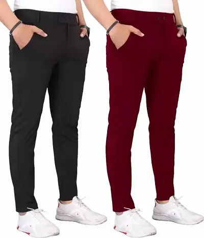 Comfortable Polyester Regular Track Pants For Men 