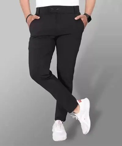 Stylish Lycra Solid Casual Trousers For Men