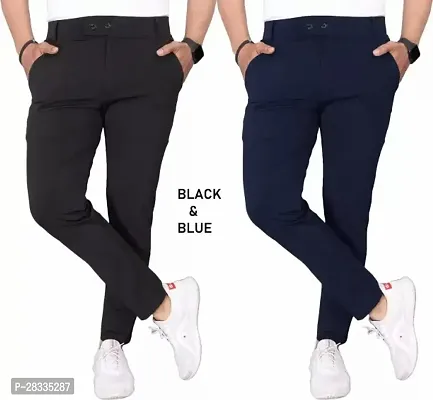 Classic Polyester Solid Trouser for Men Pack of 2