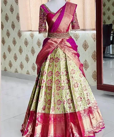 Traditional South Indian Style Heavy Silk Lehenga Choli - Stylecaret.com