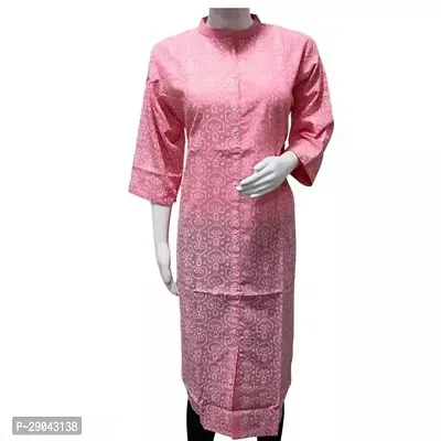 Elegant Pink Cotton Chikankari A-Line Kurta For Women-thumb0