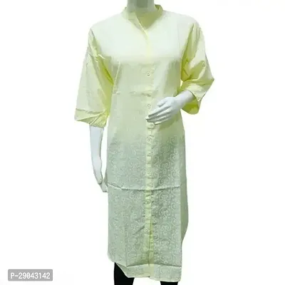 Elegant Yellow Cotton Chikankari A-Line Kurta For Women