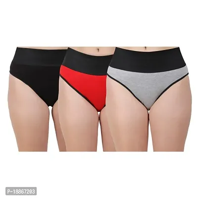 Stylish Fancy Cotton Solid Panty For Women Pack Of 3