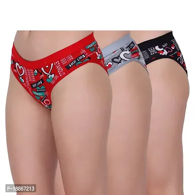 Stylish Fancy Cotton Printed Panty For Women Pack Of 3