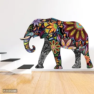 Asmi Collections Wall Stickers Beautiful Cheerful and Colorful Elephant