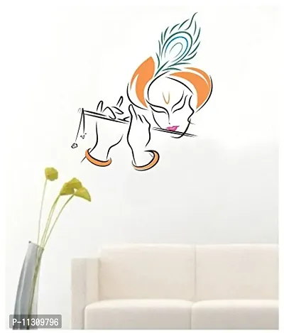 Asmi Collections PVC Wall Stickers Beautiful God Krishna with Flute-thumb2