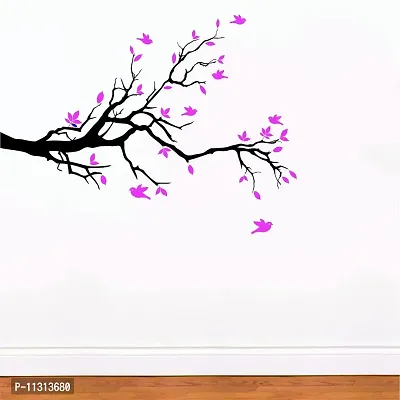 Asmi Collections PVC Wall Stickers Black Branches Pink Leaves Birds - AN028-thumb2