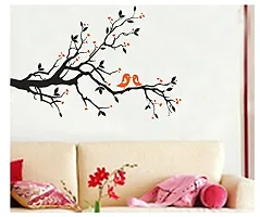 Asmi Collection PVC Wall Stickers Black Tree Branches Orange Birds JM7051-thumb1