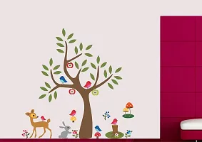 Asmi Collections Wall Stickers Animals Birds Flowers Under a Tree-thumb1