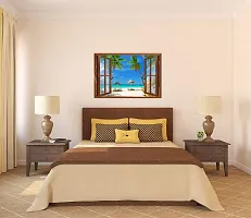 Asmi Collections Beautiful Beach Nature Window Illusion Wall Stickers-thumb1