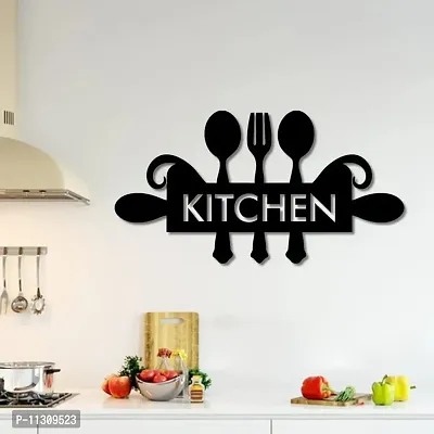 Asmi Collections Black MDF Wood Kitchen 3D Wall Stickers (30x18 Cm)-thumb0