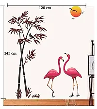 Asmi Collections Wall Stickers Beautiful Flamingo Birds Bamboo Tree Sunset-thumb1