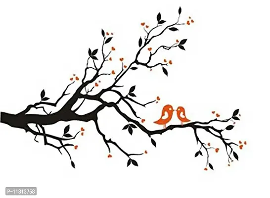 Asmi Collection PVC Wall Stickers Black Tree Branches Orange Birds JM7051-thumb3