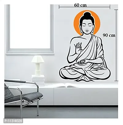 Asmi Collections PVC Wall Stickers Meditating God Buddha-thumb2