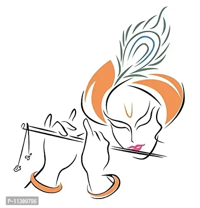 Asmi Collections PVC Wall Stickers Beautiful God Krishna with Flute