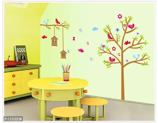 Asmi Collections Wall Stickers Wall Decals Tree Birds Nest AY9097