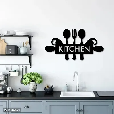 Asmi Collections Black MDF Wood Kitchen 3D Wall Stickers (30x18 Cm)-thumb2