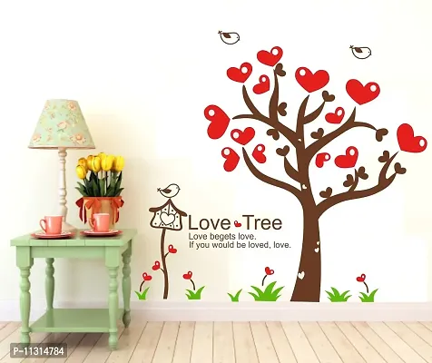 Asmi Collections PVC Wall Stickers Love Tree Birds Cage