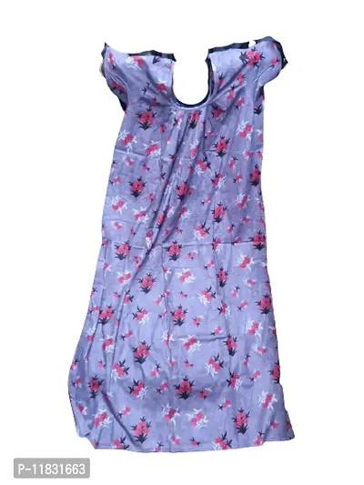 Comfortable Cotton Purple Printed Round Neck Nighty For Women