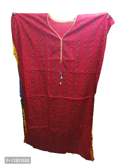Comfortable Cotton Red Printed Round Neck Nighty For Women-thumb0