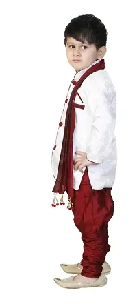 NEW WHITE AND RED COLOR FULL SLEEVE SHERWANI FOR KIDS-thumb1