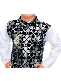 Black Coat With White Kurta Pajama Set-thumb2