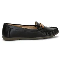 ZINXE(507 Women's and Girl's Lightweight Faux Leather Loafer | Anti Slip TPR Sole Moccasins (Black, Numeric_9)-thumb4