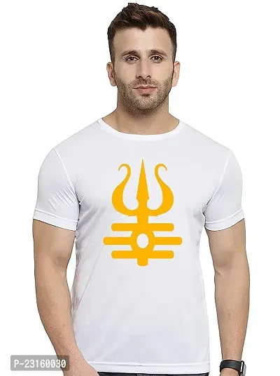 Stylish White Cotton Printed Round Neck Tees For Men-thumb0