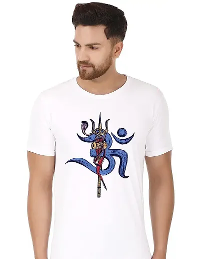 Adorable Mahadev Eye with Om Tilak Trishul T Shirts | Trendy Boy?s Mahakal T Shirt| Latest Collection | Stylish Best Gifts Tees | Round Neck Half Sleeve White T-Shirt for Men | Gym and Yoga Wear