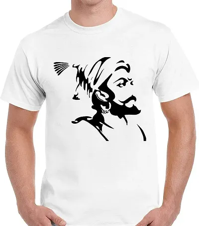 Caseria Men's Round Neck Cotton Half Sleeved T-Shirt with Printed Graphics - Shivaji Maharaj